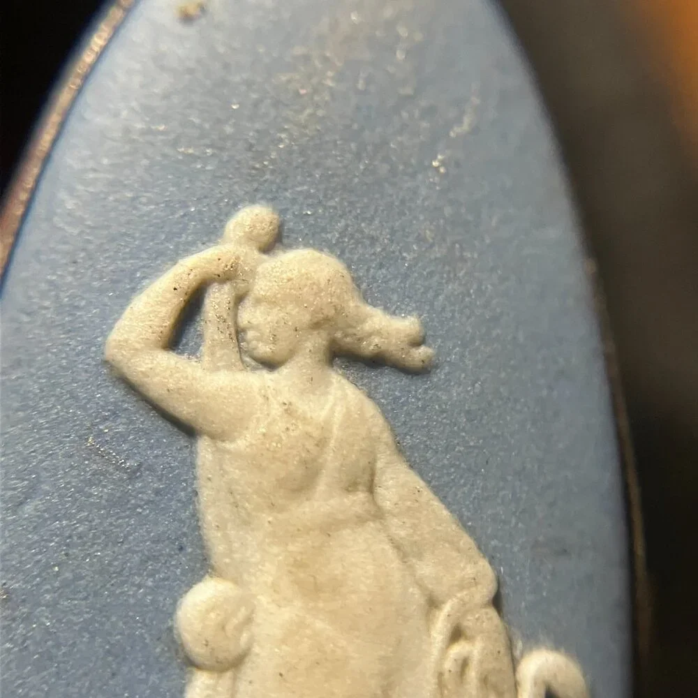 Vintage Wedgwood Sterling Jasperware Cameo of Hygieia, Goddess of Health, Ring